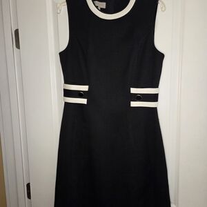 Hobbs London Elegant Black and White Sleeveless Sheath Dress Size 8 Preloved